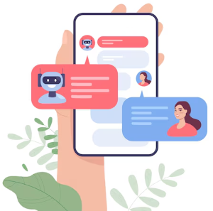 smart phone with chatbot illustration