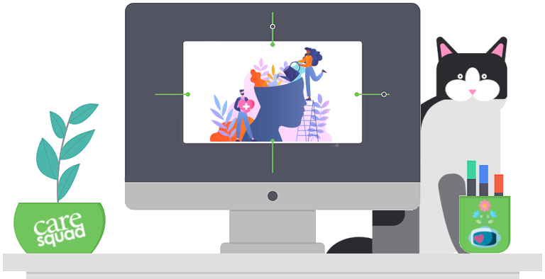 computer and cat illustration